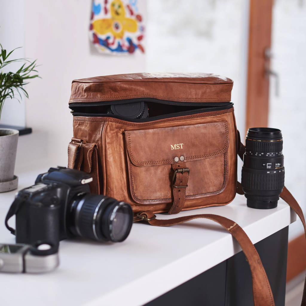 Personalised Leather Camera Bag