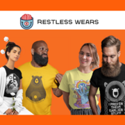 Group of Models wearing various Restless Wears T-Shirt with the company Logo
