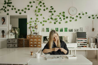 Debbie Carlisle at work in her Sheffield studio