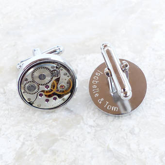 Personalised Vintage Round Watch Movement Cufflinks
