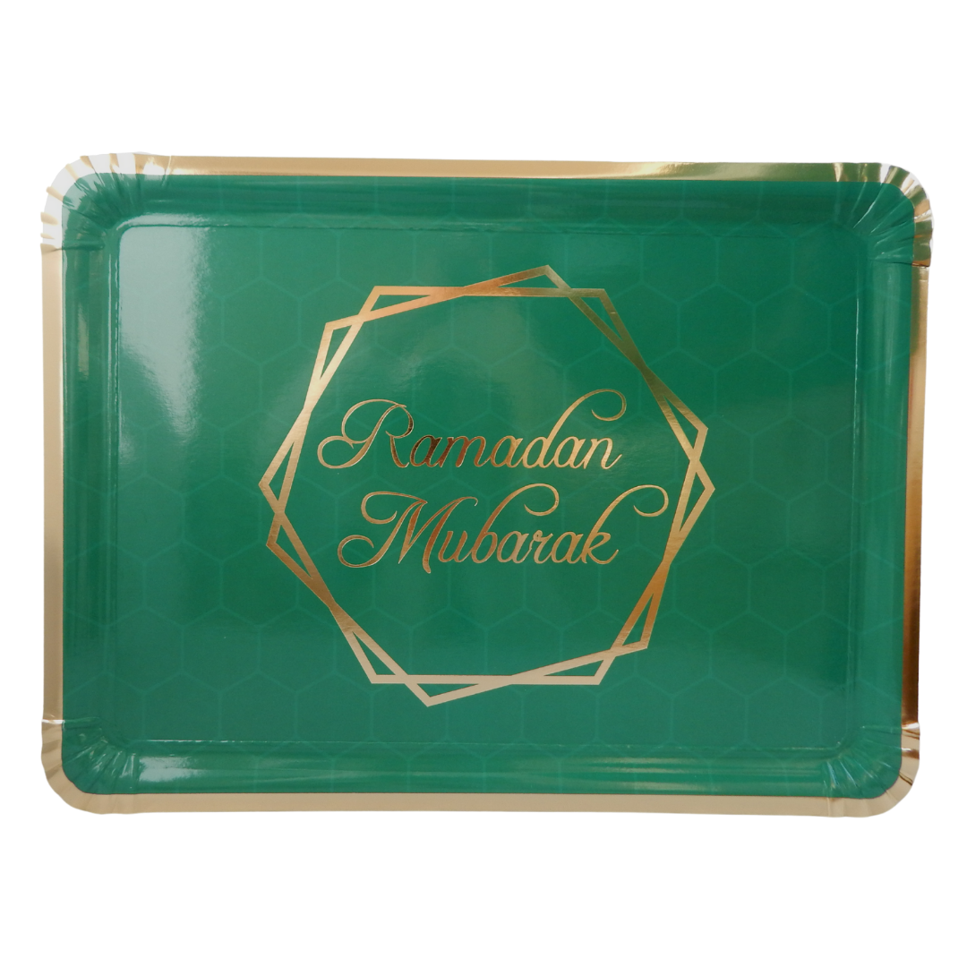 Ramadan Mubarak Serving Trays 3pk Green And Gold