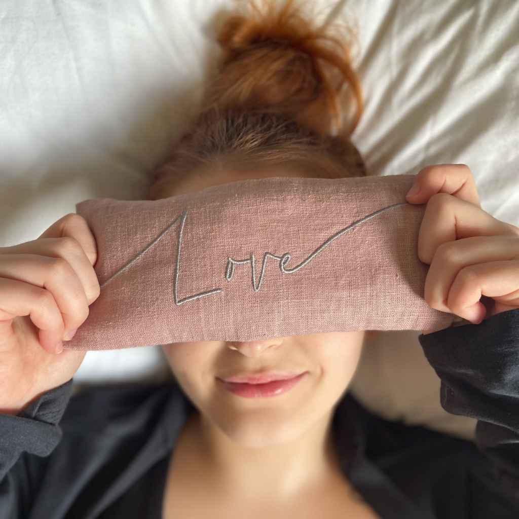 Love Embroidered Lavender Eye Pillow