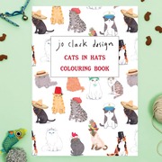Cute Cats In hats Colouring Book