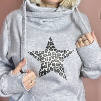 Leopard print star hoodie