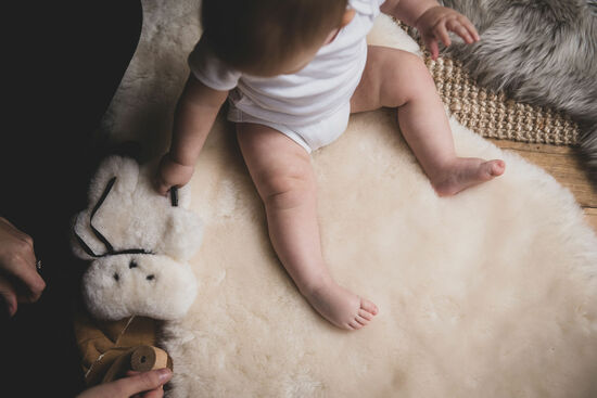 Sheepskin Baby rug and sheepskin flatout teddy bear
