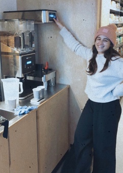 Founder with Coffee Machine