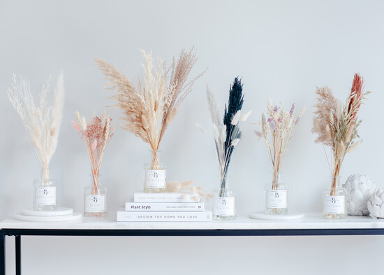 Handtied dried flower diffusers in a choice of 5 beautiful scents. 