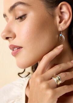 Mixed Metal Spinning Ring and Opal Silver Earring