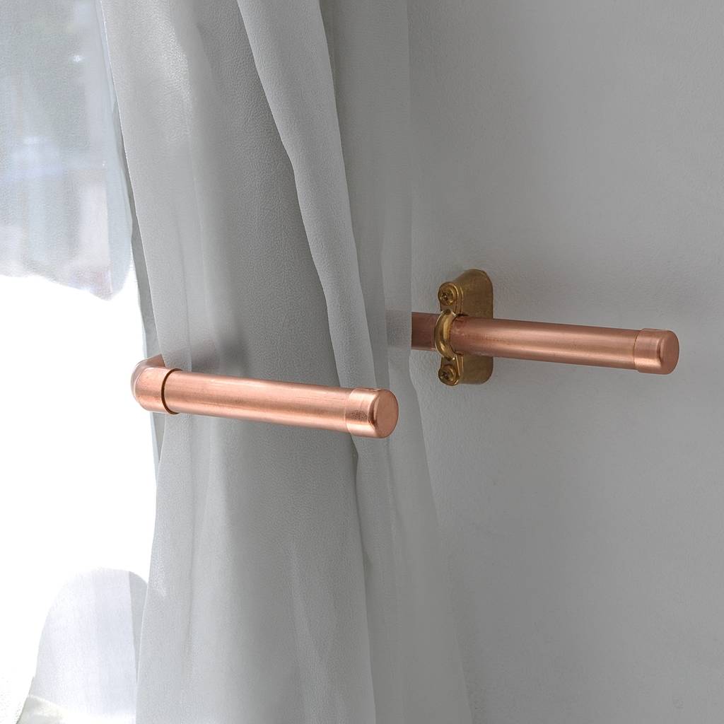 Set Of Industrial Copper Curtain Tie Backs