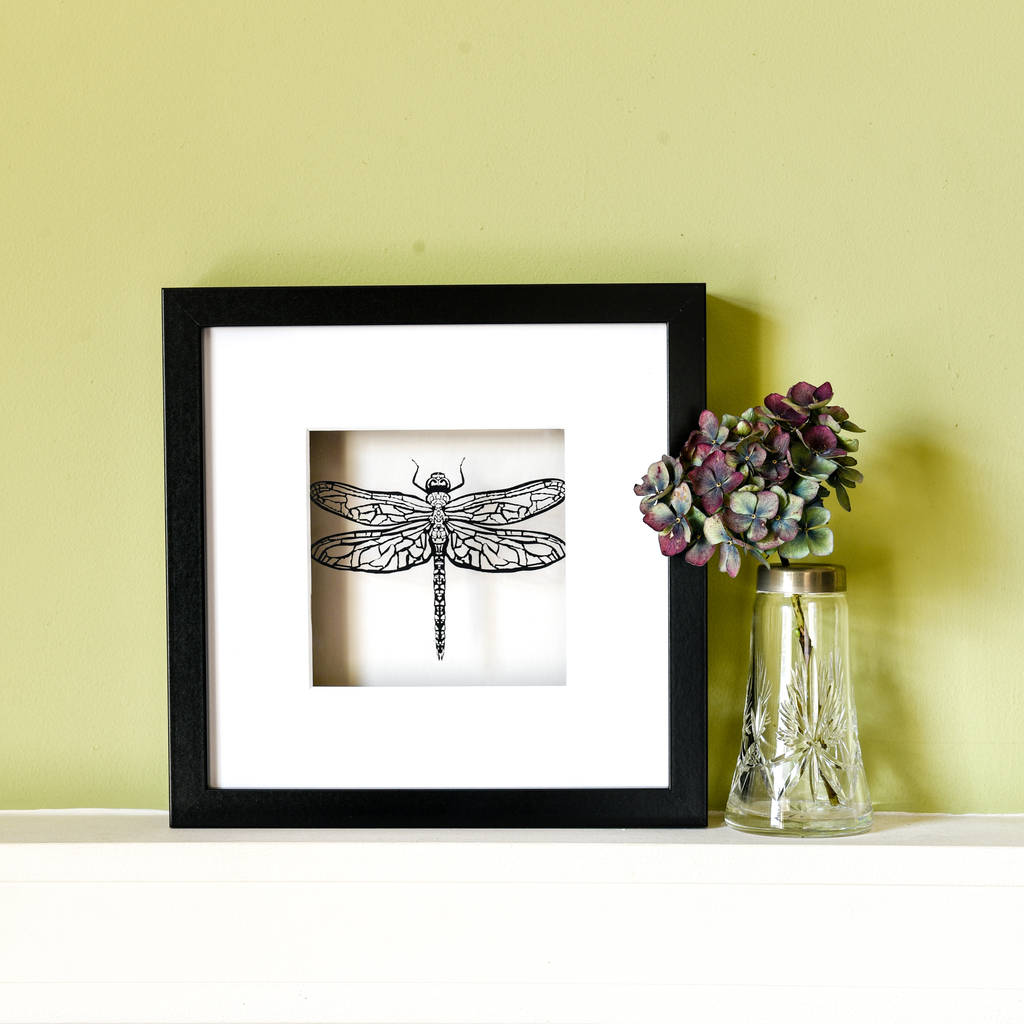 Framed Paper Cut Dragonfly Artwork | Artwork | Framed |