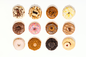 Assortment of Doughnuts on a white background 