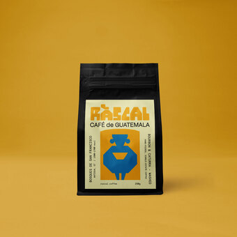 guatemalan coffee bag yellow background 