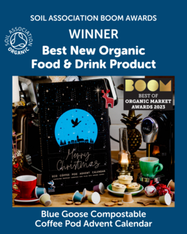 Best New Organic Food & Drink Product - Soil Association Boom Awards - Blue Goose Nespresso Compostable Coffee Pod Advent Calendar