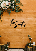 Wooden wedding wall sign the smiths on wooden background surname wedding sign