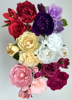 Crepe paper roses, peonies and tulips 