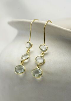 green amethyst and gold drop earrings