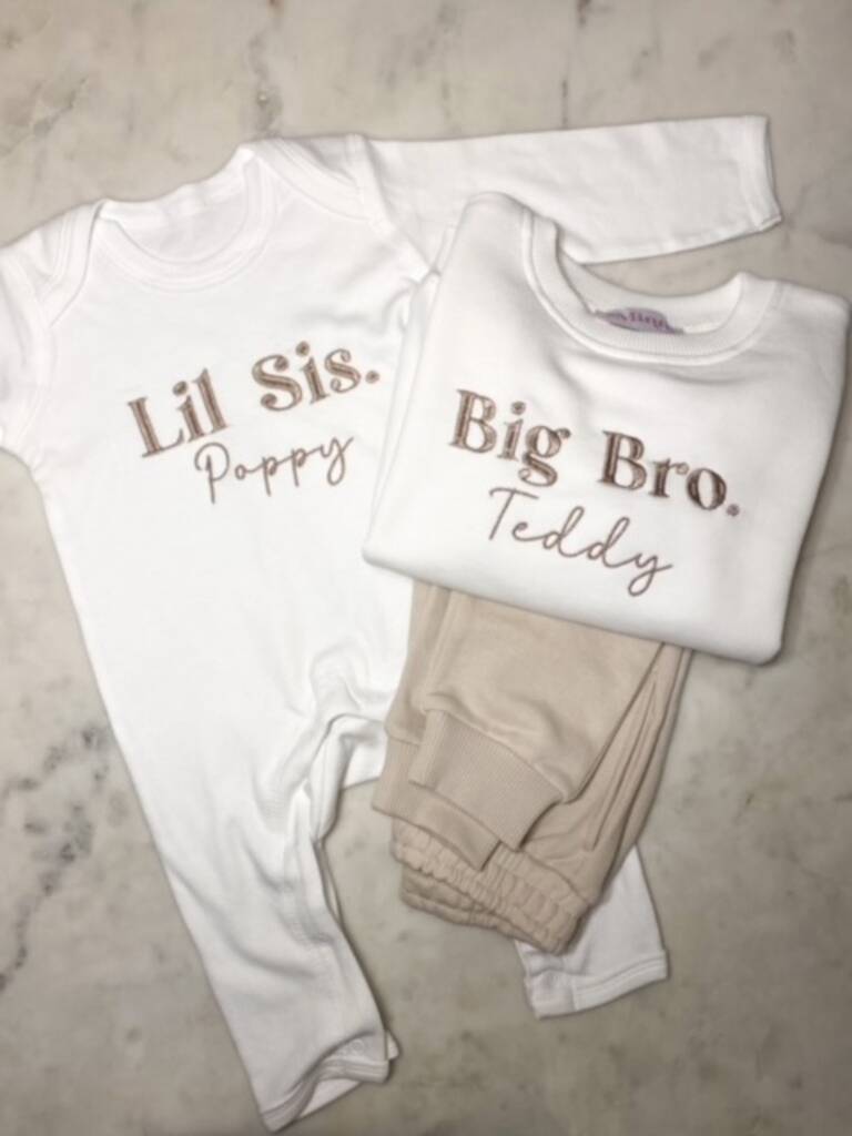 'Baby Bro/Sis' Personalised Embroidered Babygro