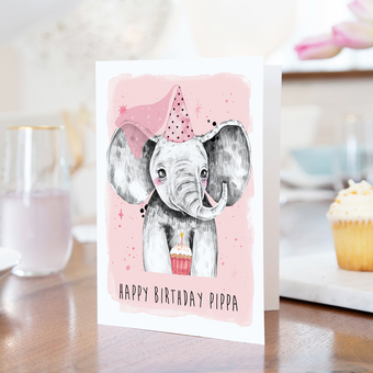 Personalised Elephant Birthday Card