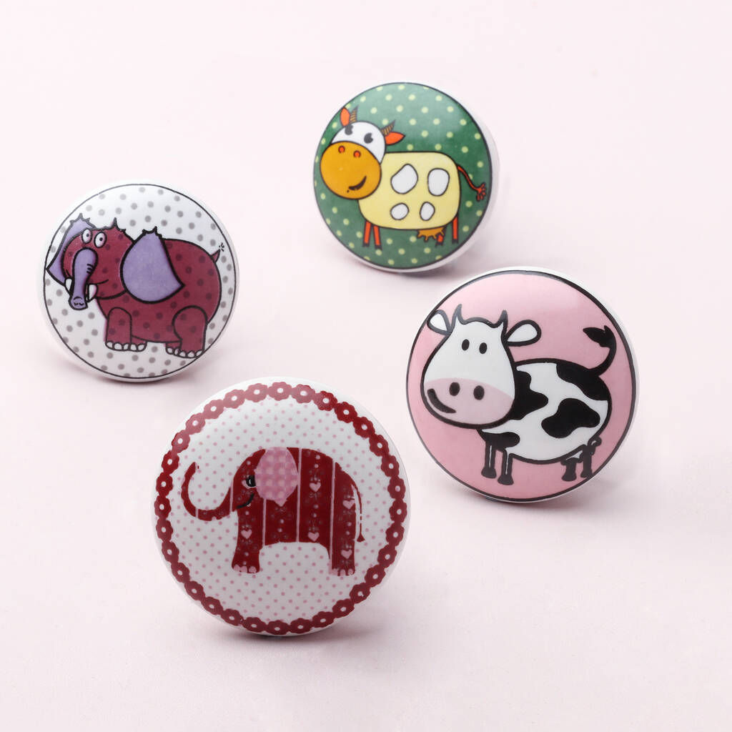 Cow Elephant Ceramic Cupboard Door Knobs Handles