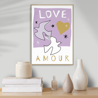 'LOVE-AMOUR' Doves Print