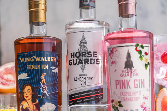 Wing Walker Rum, Horse Guards London Dry Gin, Horse Guards Pink Gin