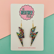 Best Seller, Rainbow Glitter Lighting Bolt Earrings