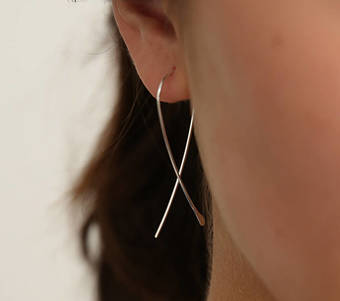 wishbone silver hoop earrings