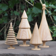Set of handmade wooden trees