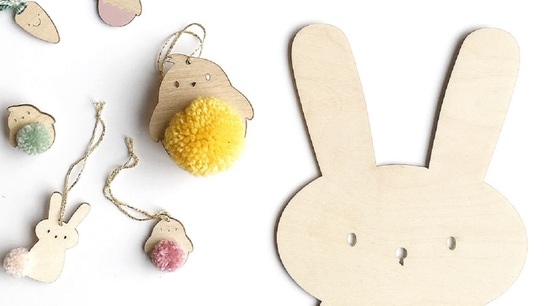 Plywood and pompom easter decorations
