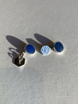 Bespoke lapis lazuli and silver cufflinks