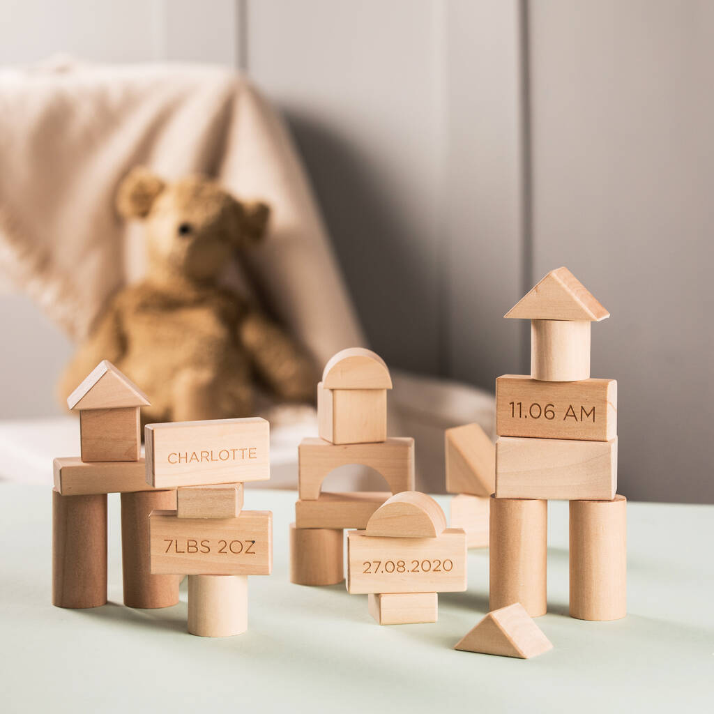 Personalised New Baby Wooden Blocks