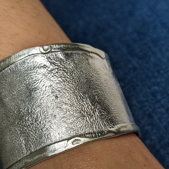 Textured silver cuff bracelet