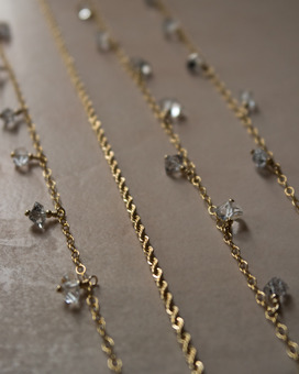 Gold filled rope necklace and herkimer diamonds