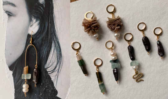 collection of handmade semi precious stone Edaisyt earrings 