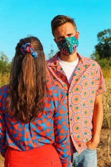 Sustainable, reusable face masks and scrunchies made from recycled plastic bottles.