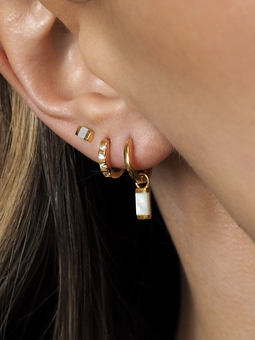 Gold huggies, hoops and stud earrings