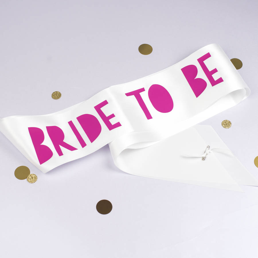 Papercut Style Bride To Be And Hen Sashes, Bright Pink/Pink/Gold | Artwork|