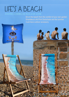 Life's a a Beach Art print deckchairs