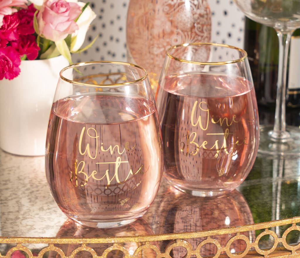 Wine Besties Pair Of Stemless Wine Glasses