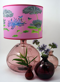Simplicity lamp with Japanese pink shade