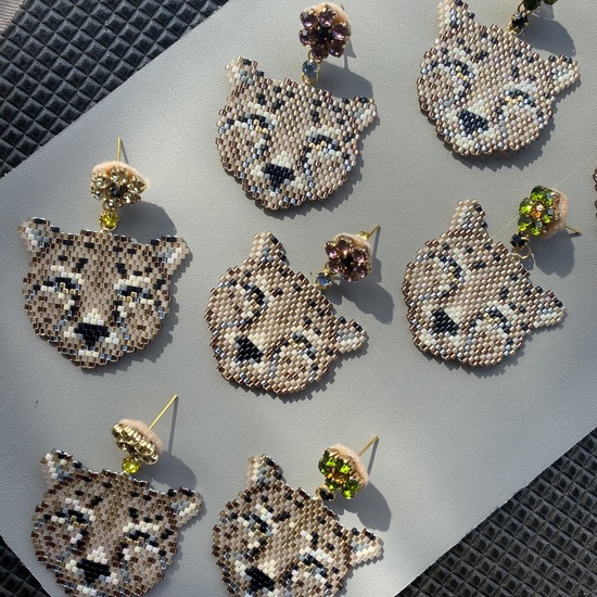 Handmade cheetah leopard print statement earrings