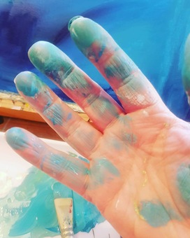 Messy painter hands