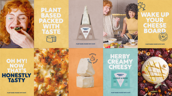 Billboard style advert of Honestly Tasty Plant Based Cheese products